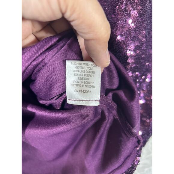 Audrey Parks Francescas Dress Medium Purple Sequins NEW Valary Tie Balloon Slv - Picture 8 of 11